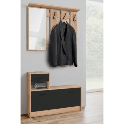 Vestiaire 3 crochets - RUDOLF - Chene artisan / Noir - Style industrie