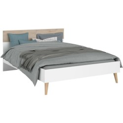 Chambre complete - AALBORG - Scandinave - Blanc / Chene - Lit 140 x 19