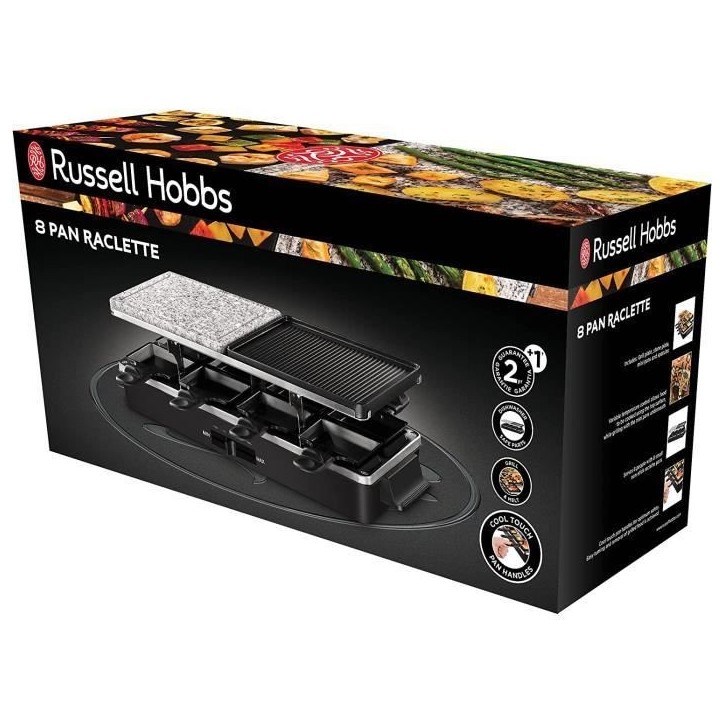 Appareil a raclette RUSSELL HOBBS - 26280-56 - Jusqu'a 8 personnes - Pierre de Cuisson - Grill Réversible - 1400W Appareil a raclette RUSSELL HOBBS - 26280-56 - Jusqu'a 8 personnes - Pierre de Cuisson - Grill Réversible - 1400W