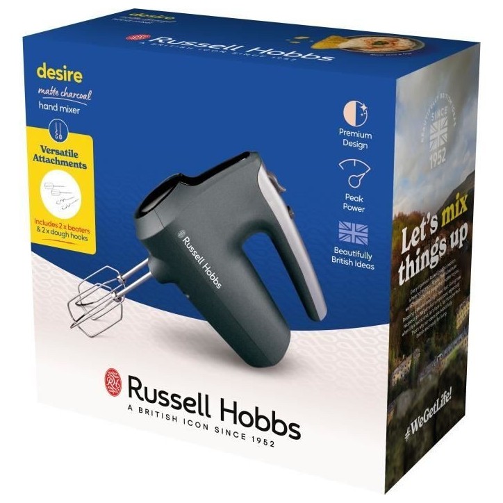 Batteur a main - RUSSEL HOBBS - Desire Matte Charcoal - 185 W - 5 vitesses - Noir Batteur a main - RUSSEL HOBBS - Desire Matte Charcoal - 185 W - 5 vitesses - Noir