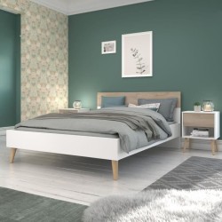 AALBORG Lit adulte 140x190 cm - Style Scandinave - Fabrication França