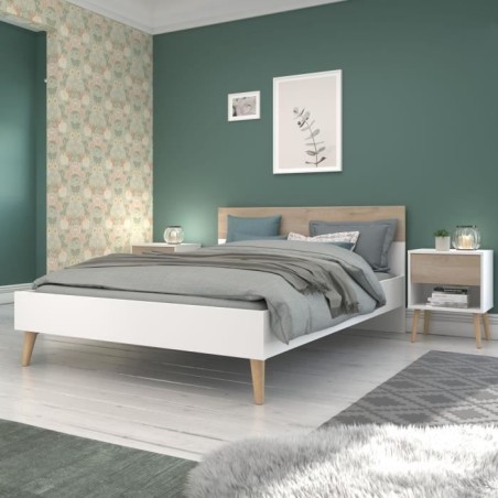 AALBORG Lit adulte 140x190 cm - Style Scandinave - Fabrication França