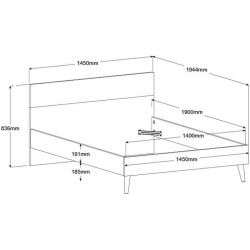 AALBORG Lit adulte 140x190 cm - Style Scandinave - Fabrication França