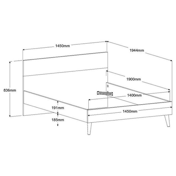 AALBORG Lit adulte 140x190 cm - Style Scandinave - Fabrication Française - Blanc et Chene AALBORG Lit adulte 140x190 cm - Style Scandinave - Fabrication Française - Blanc et Chene
