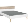 Lit adulte - AALBORG - 160 x 200 cm - Blanc / Chene - PARISOT