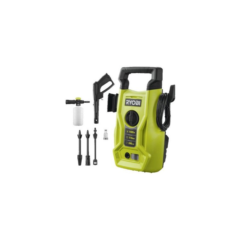 RYOBI - Nettoyeur haute pression 1400 W - 110 bars - 390 L - flexible RYOBI - Nettoyeur haute pression 1400 W - 110 bars - 390 L - flexible