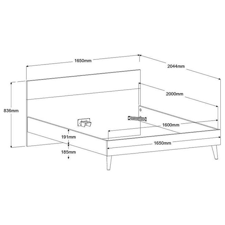 Lit adulte - AALBORG - 160 x 200 cm - Blanc / Chene - PARISOT Lit adulte - AALBORG - 160 x 200 cm - Blanc / Chene - PARISOT