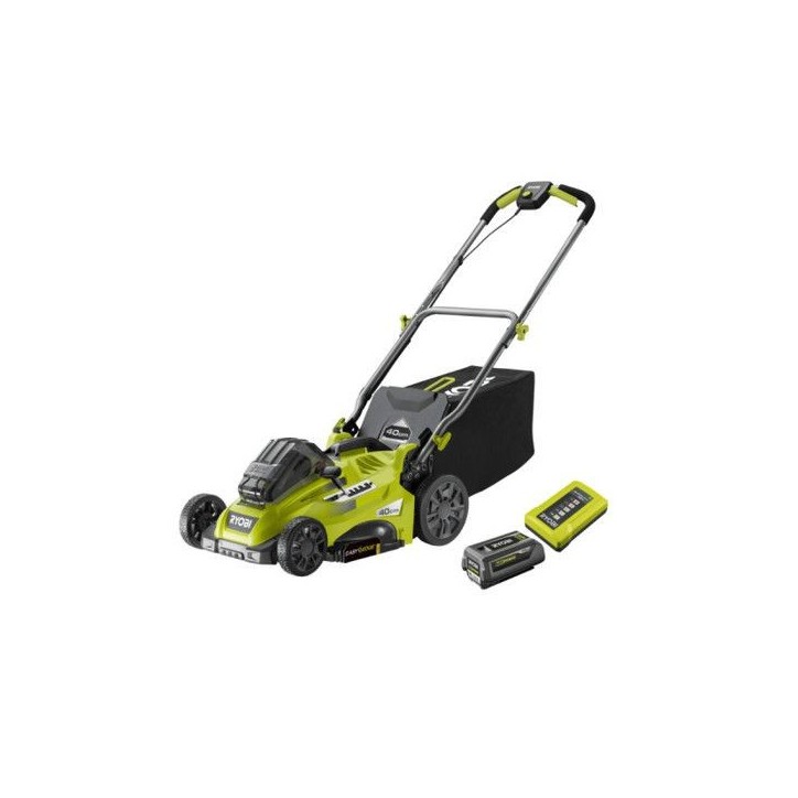 RYOBI - Tondeuse poussée 36V - Ø coupe 40 cm - ramassage et mulching - 1 batterie lithium+ 5,0 Ah et chargeur 1,7 A - RLM36X41