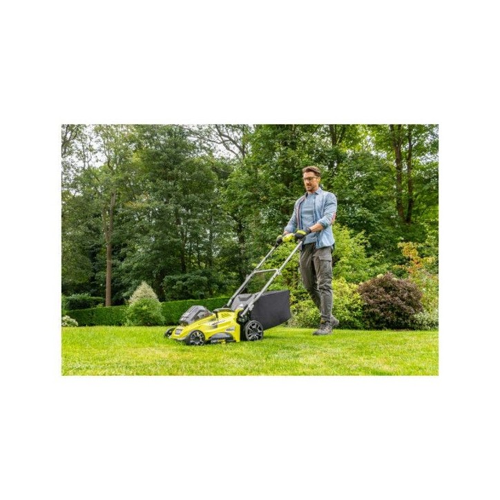 RYOBI - Tondeuse poussée 36V - Ø coupe 40 cm - ramassage et mulching - 1 batterie lithium+ 5,0 Ah et chargeur 1,7 A - RLM36X41
