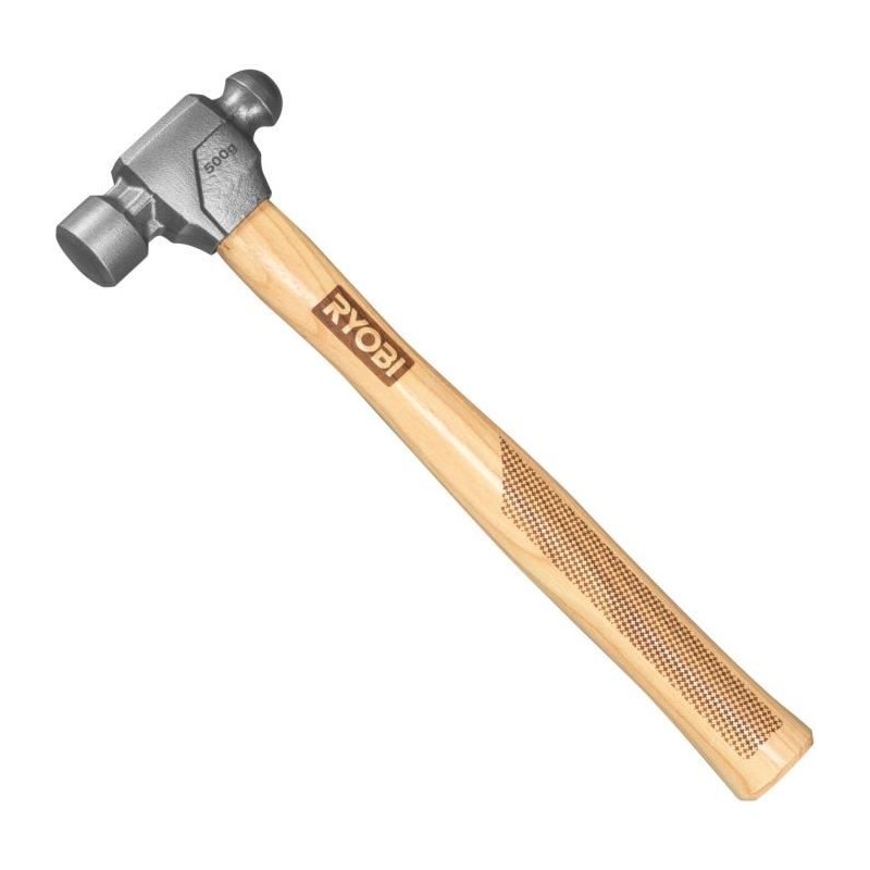 Marteau rivoir - RYOBI - 500g - Acier trempé - Bois de noyer blanc Marteau rivoir - RYOBI - 500g - Acier trempé - Bois de noyer blanc
