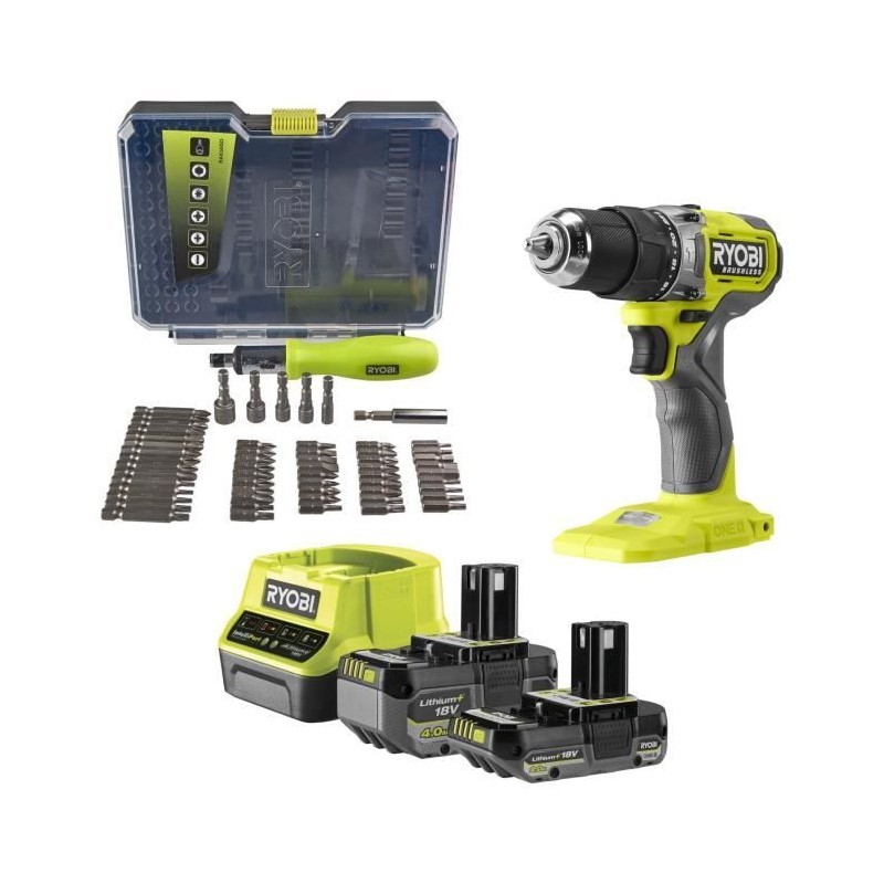 Perceuse-visseuse a percussion - RYOBI - BRUSHLESS - 18V - 54 Nm - 450 Perceuse-visseuse a percussion - RYOBI - BRUSHLESS - 18V - 54 Nm - 450