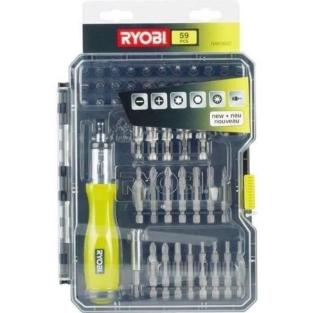 RYOBI - Coffret 59 accessoires vissage - boulonnage PH / PZ / SL / HEX