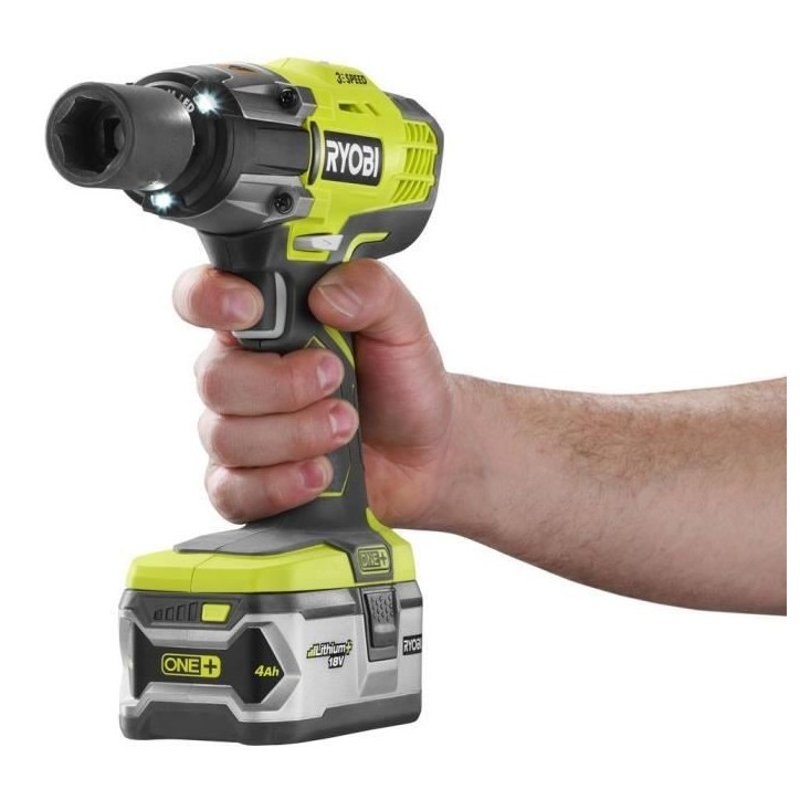RYOBI - Boulonneuse a chocs 18V ONE+ - 3 modes : 180/240/400 Nm - emmanchement carré 1/2 - Avec 1 adaptateur 1/4'' - R18IW3-0 RYOBI - Boulonneuse a chocs 18V ONE+ - 3 modes : 180/240/400 Nm - emmanchement carré 1/2 - Avec 1 adaptateur 1/4'' - R18IW3-0