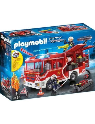 PLAYMOBIL - 9464 - City Action - Fourgon d'intervention des pompiers jaune avec canon a eau fonctionnel