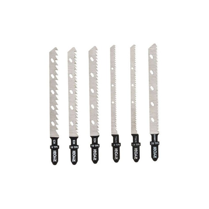 Jeu de 6 lames spéciales pour scie sauteuse RYOBI One+ RAK6JSBW