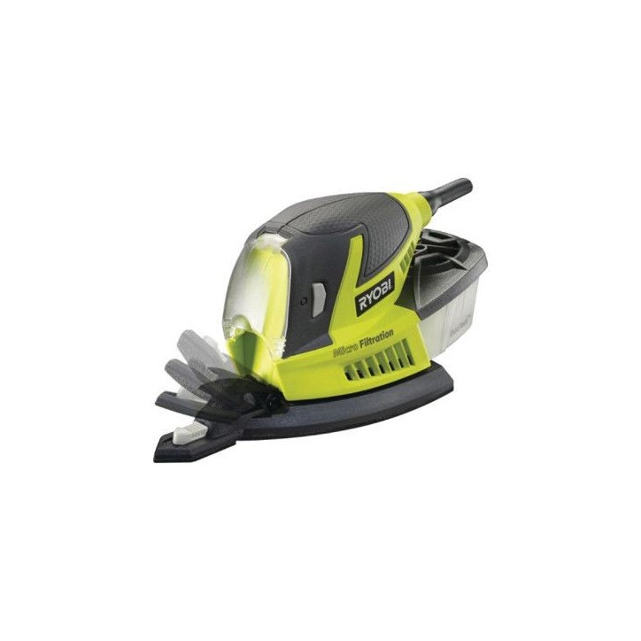 RYOBI - Ponceuse triangulaire 100 W - 12 000 osc/min - 169 x 100 mm - Livrée en sac de transport avec 20 abrasifs - RPS100-SA20 RYOBI - Ponceuse triangulaire 100 W - 12 000 osc/min - 169 x 100 mm - Livrée en sac de transport avec 20 abrasifs - RPS100-SA20