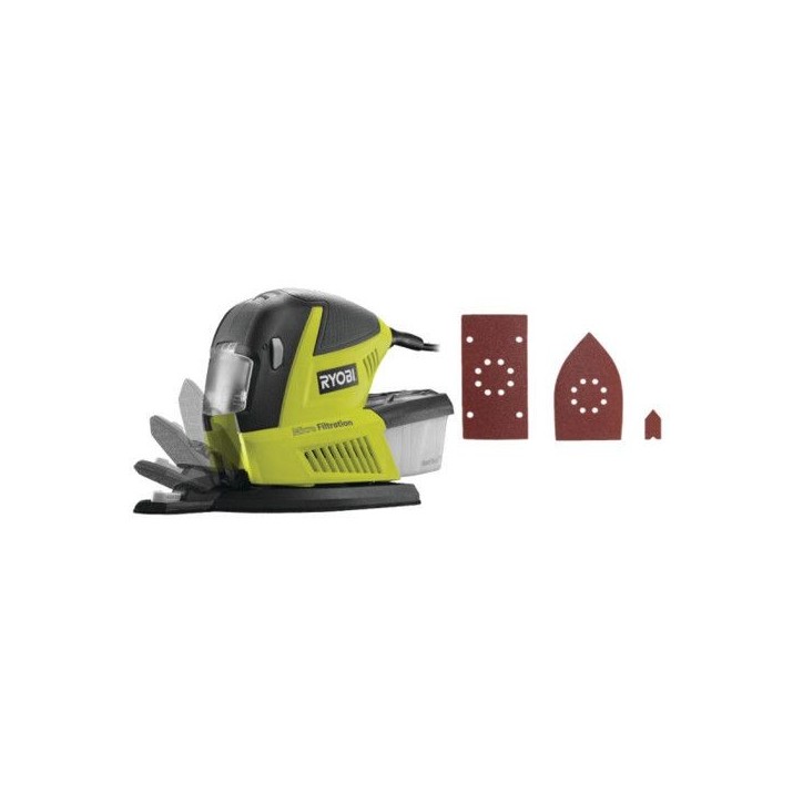 RYOBI - Ponceuse multifonction 180W - 6000-12000 osc/min + sac & 30 abrasifs (10x1/3 feuille, 10 triangles, 10 doigts) - RMS180- RYOBI - Ponceuse multifonction 180W - 6000-12000 osc/min + sac & 30 abrasifs (10x1/3 feuille, 10 triangles, 10 doigts) - RMS180-