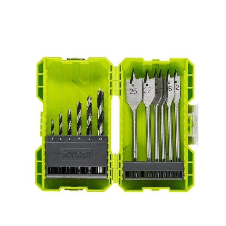 RYOBI - Coffret empilable perçage bois 12 accessoires (6 forets + 6 meches plates) - RAK12SWD RYOBI - Coffret empilable perçage bois 12 accessoires (6 forets + 6 meches plates) - RAK12SWD