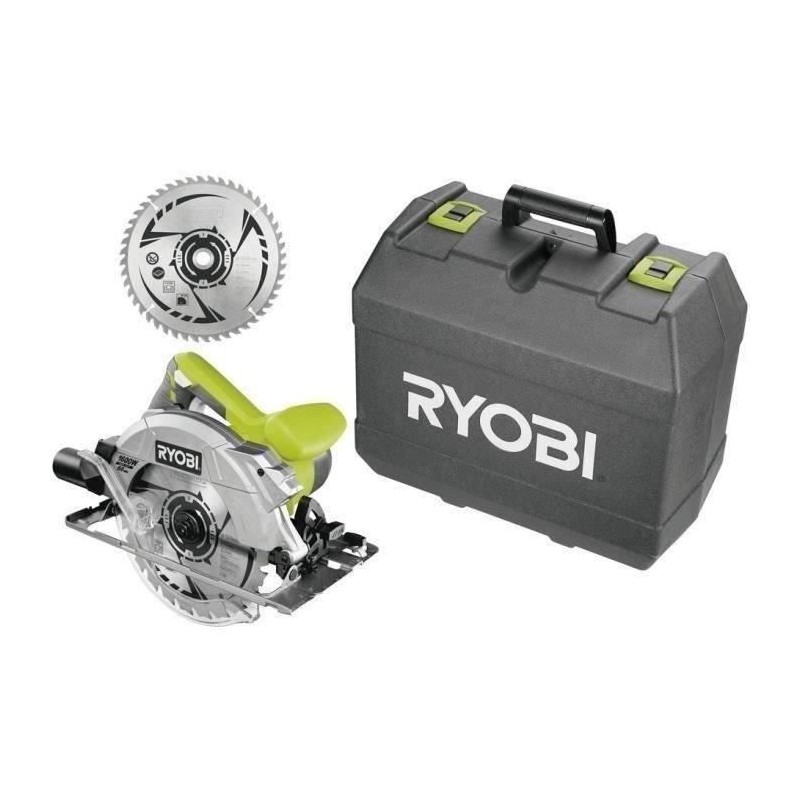 RYOBI - Scie circulaire 1 600 W laser + coffret, 2 lames 190 mm 24 & 4 RYOBI - Scie circulaire 1 600 W laser + coffret, 2 lames 190 mm 24 & 4