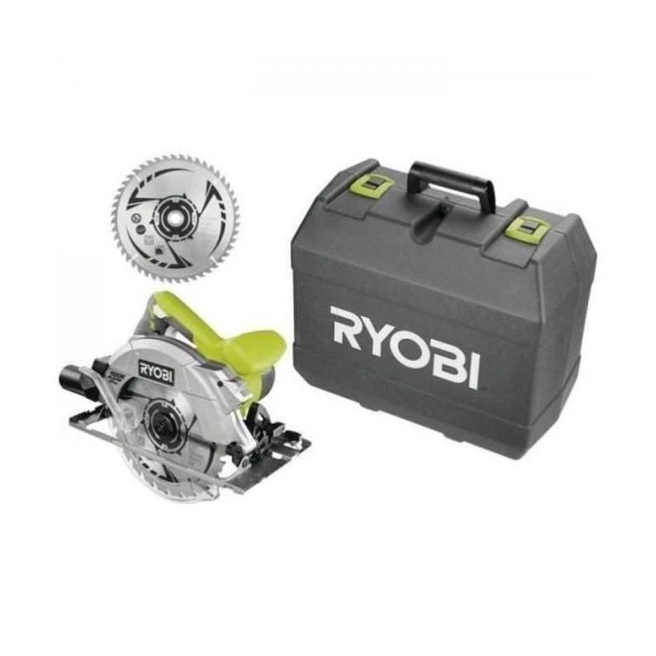RYOBI - Scie circulaire 1 600 W laser + coffret, 2 lames 190 mm 24 & 48 dents, guide parallele, buse & clé de service - RCS1600 RYOBI - Scie circulaire 1 600 W laser + coffret, 2 lames 190 mm 24 & 48 dents, guide parallele, buse & clé de service - RCS1600
