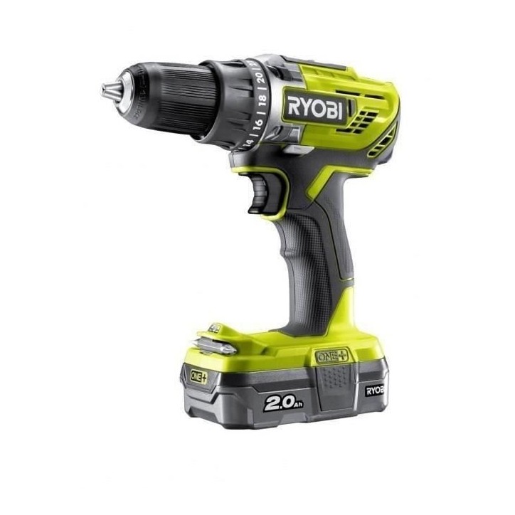 RYOBI - Perceuse-visseuse 18V ONE+ - 50 Nm - 500-1800 tr/min - mandrin 13 mm + 1 batterie 2 Ah, chargeur & sac - R18DD3-120S RYOBI - Perceuse-visseuse 18V ONE+ - 50 Nm - 500-1800 tr/min - mandrin 13 mm + 1 batterie 2 Ah, chargeur & sac - R18DD3-120S