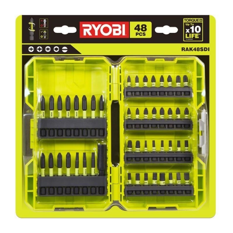 RYOBI - Coffret empilable 48 accessoires vissage ultra-résistants : 3 RYOBI - Coffret empilable 48 accessoires vissage ultra-résistants : 3