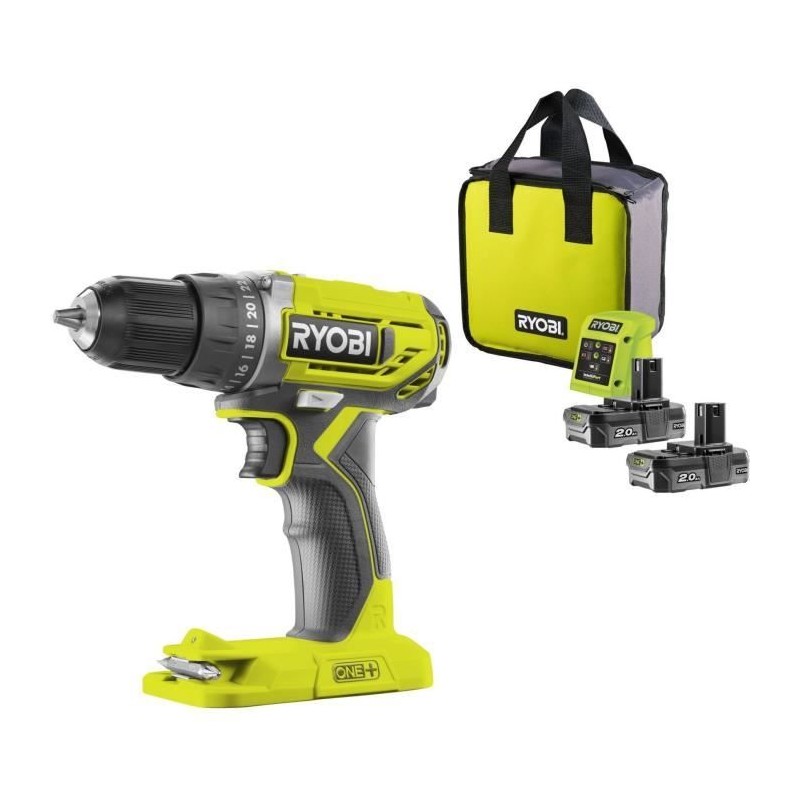 RYOBI - Perceuse-visseuse compacte 18V ONE+ - 2 batteries lithium+ 2,0 RYOBI - Perceuse-visseuse compacte 18V ONE+ - 2 batteries lithium+ 2,0