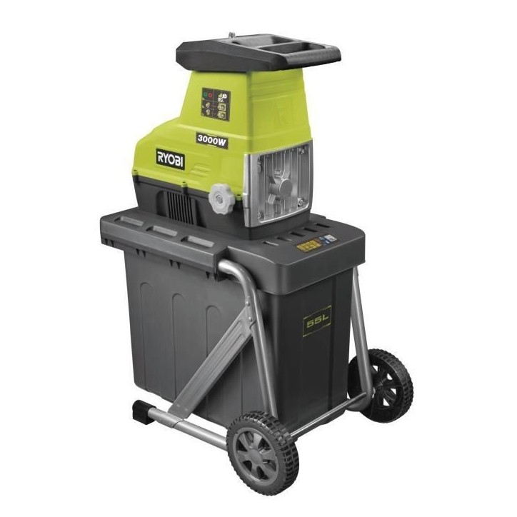 RYOBI - Broyeur de végétaux 3000 W - broyage par cylindre - silencieux - capacité broyage 45 mm - bac collecteur 55 L - RSH30 RYOBI - Broyeur de végétaux 3000 W - broyage par cylindre - silencieux - capacité broyage 45 mm - bac collecteur 55 L - RSH30