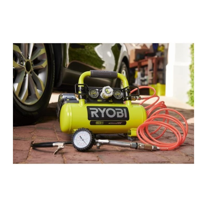 RYOBI - Compresseur a cuve 18V ONE+ - 3,8 L / 0,6 CV - 8 bars - R18AC- RYOBI - Compresseur a cuve 18V ONE+ - 3,8 L / 0,6 CV - 8 bars - R18AC-