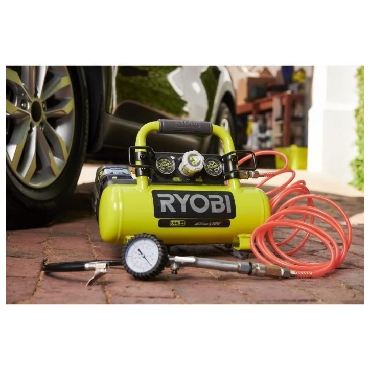 RYOBI - Compresseur a cuve 18V ONE+ - 3,8 L / 0,6 CV - 8 bars - R18AC-0 RYOBI - Compresseur a cuve 18V ONE+ - 3,8 L / 0,6 CV - 8 bars - R18AC-0