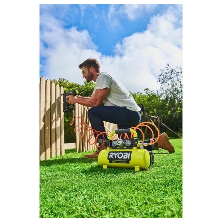 RYOBI - Compresseur a cuve 18V ONE+ - 3,8 L / 0,6 CV - 8 bars - R18AC-0 RYOBI - Compresseur a cuve 18V ONE+ - 3,8 L / 0,6 CV - 8 bars - R18AC-0