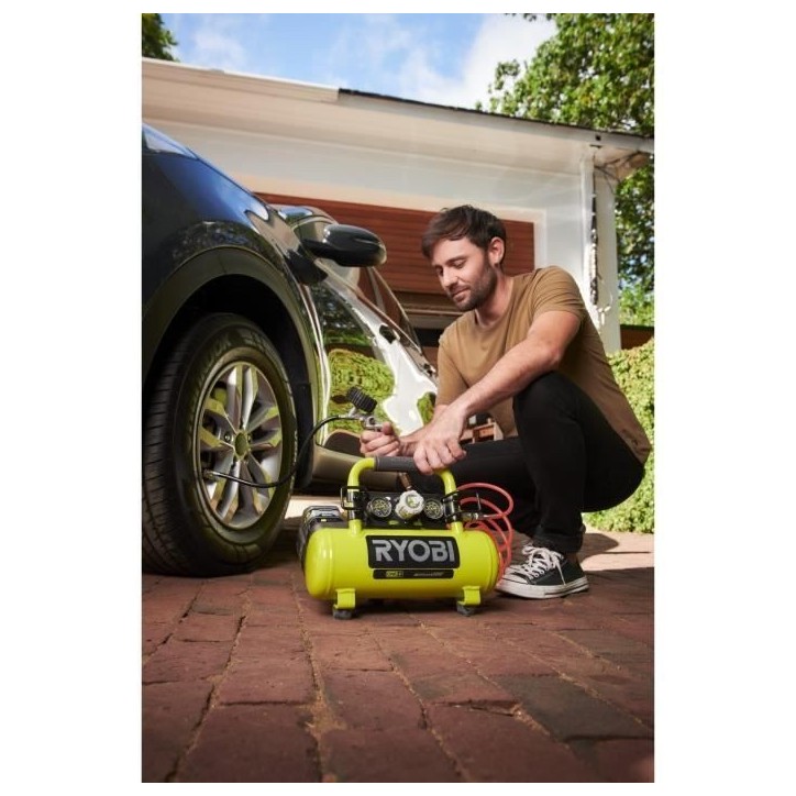 RYOBI - Compresseur a cuve 18V ONE+ - 3,8 L / 0,6 CV - 8 bars - R18AC-0 RYOBI - Compresseur a cuve 18V ONE+ - 3,8 L / 0,6 CV - 8 bars - R18AC-0