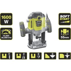 RYOBI - Défonceuse 1 600 W - 10 000-26 000 tr/min - pinces 8/6 mm - 5