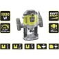 RYOBI - Défonceuse 1 600 W - 10 000-26 000 tr/min - pinces 8/6 mm - 5 fraises incluses - Livrée en coffret - RRT1600-K