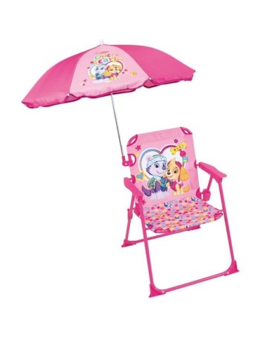 Chaise pliante de camping PAT'PATROUILLE Stella Everest avec parasol ø 65 cm - FUN HOUSE