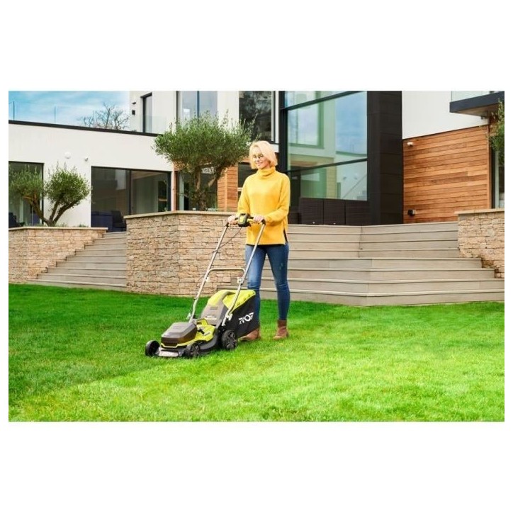 RYOBI - Tondeuse poussée HYBRIDE 36V (alimentation par 2 batteries ONE+™) - coupe 37 cm + 2 batteries 5 Ah & charg. - RY18LMH RYOBI - Tondeuse poussée HYBRIDE 36V (alimentation par 2 batteries ONE+™) - coupe 37 cm + 2 batteries 5 Ah & charg. - RY18LMH