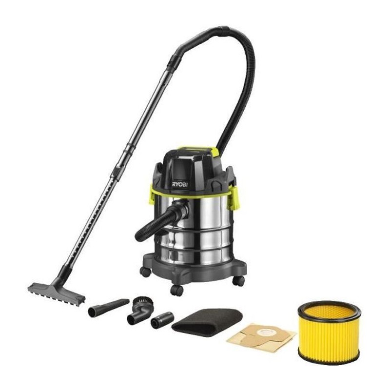 RYOBI - Aspirateur eau et poussiere 18V ONE+ - cuve inox 18 L - 11,4 k RYOBI - Aspirateur eau et poussiere 18V ONE+ - cuve inox 18 L - 11,4 k