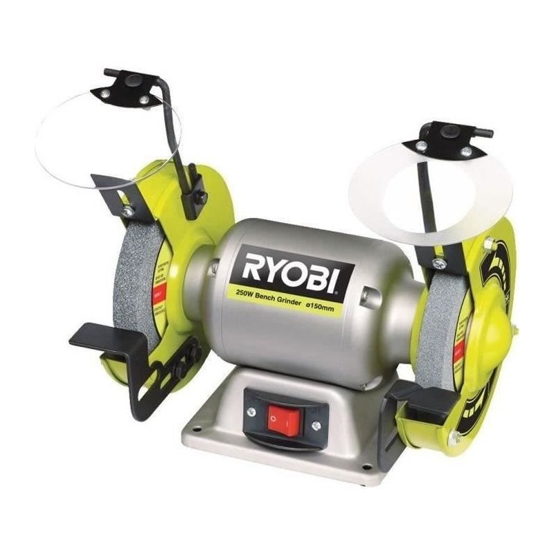 RYOBI - Touret a meuler 250 W + meule a ébavurer, meule de finition, RYOBI - Touret a meuler 250 W + meule a ébavurer, meule de finition,