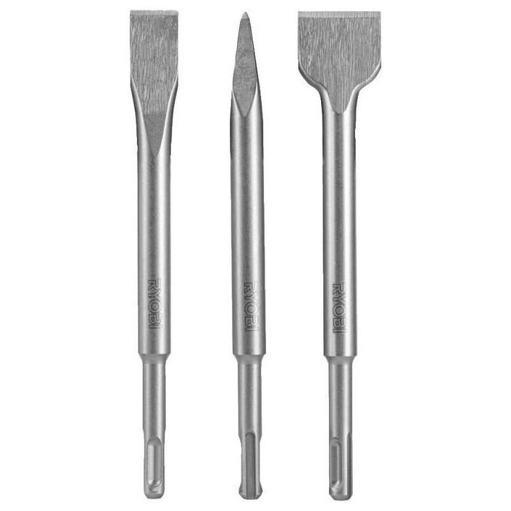 RYOBI - Kit 3 burins SDS+ (1 pointe, 2 plats) - RAKSPC03 RYOBI - Kit 3 burins SDS+ (1 pointe, 2 plats) - RAKSPC03