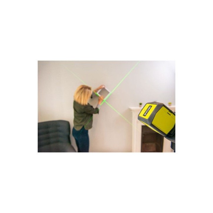 RYOBI - Laser croix vert - portée 15 m - précision +/- 0,5 mm - Livré avec une pince de fixation et 2 piles - RBCLLG1 RYOBI - Laser croix vert - portée 15 m - précision +/- 0,5 mm - Livré avec une pince de fixation et 2 piles - RBCLLG1