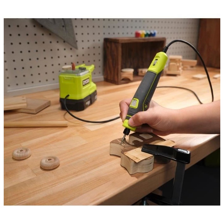 RYOBI - Mini-outil multifonction 18V ONE+ - 4400-23 000 tr/min - changement d'accessoire sans outil - Avec 15 accessoires - RRT1