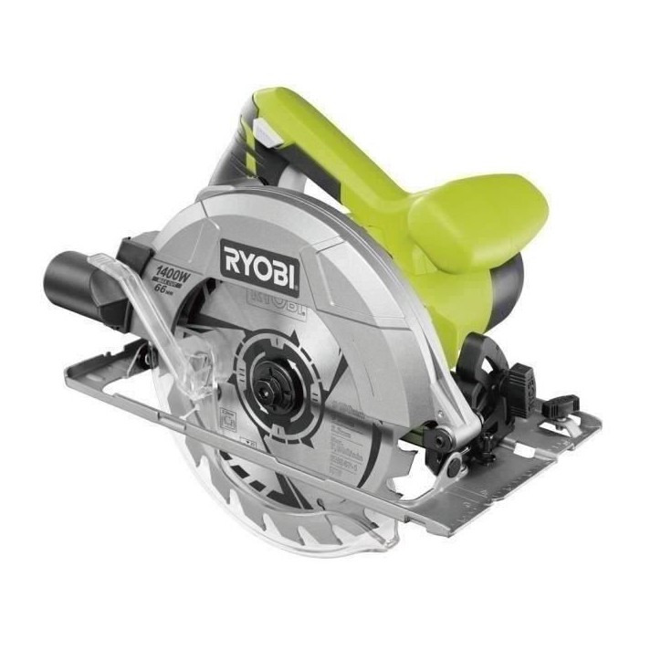 RYOBI - Scie circulaire 1400 W - diam. 190 x 16 mm - 66 mm a 90° - Livrée avec 1 lame 20 dents + 1 lame 48 dents - RCS1400-KB4