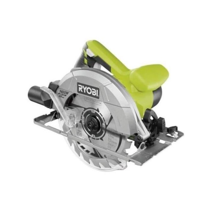 RYOBI - Scie circulaire 1400 W - diam. 190 x 16 mm - 66 mm a 90° - Livrée avec 1 lame 20 dents + 1 lame 48 dents - RCS1400-KB4