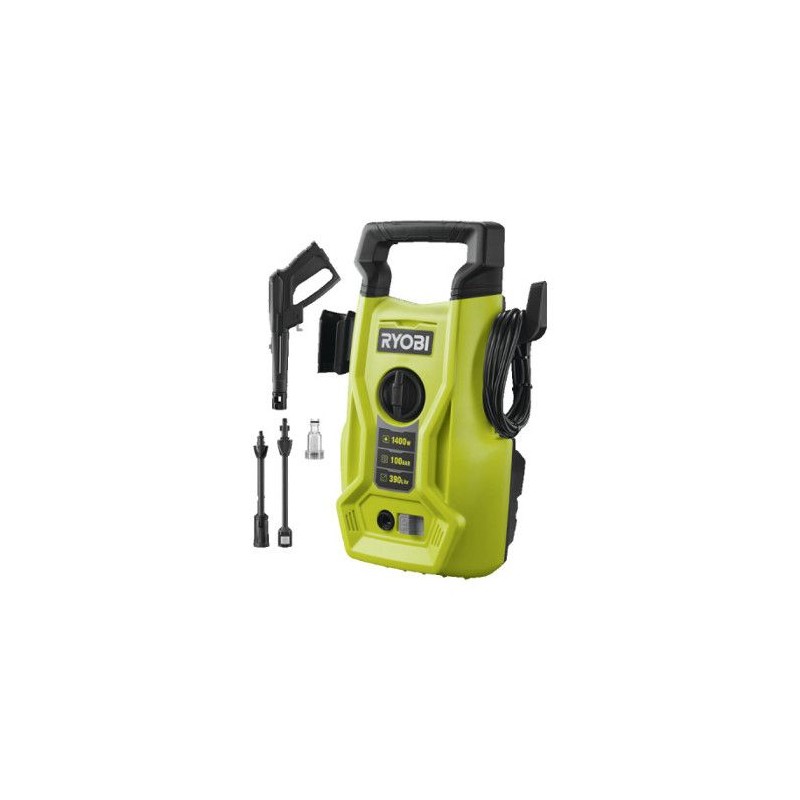 RYOBI - Nettoyeur haute pression 1400 W - 100 bars - 360 L - flexible RYOBI - Nettoyeur haute pression 1400 W - 100 bars - 360 L - flexible