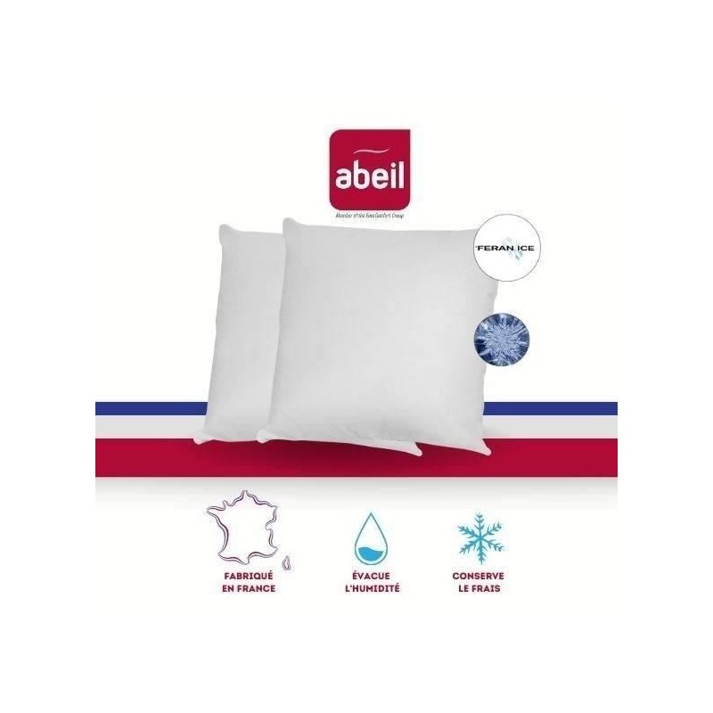 ABEIL Lot de 2 Oreillers moelleux ICEBERG 60x60cm ABEIL Lot de 2 Oreillers moelleux ICEBERG 60x60cm