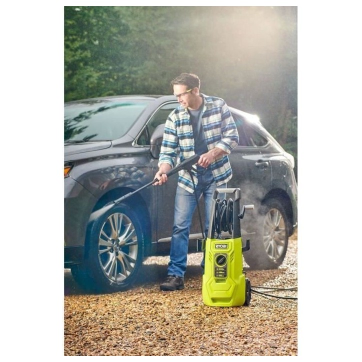 RYOBI - Nettoyeur haute pression 2000 W 150 bars - 450 L - flexible 8m, réservoir 0,9L + lances vario & turbo et brosse - RY150 RYOBI - Nettoyeur haute pression 2000 W 150 bars - 450 L - flexible 8m, réservoir 0,9L + lances vario & turbo et brosse - RY150