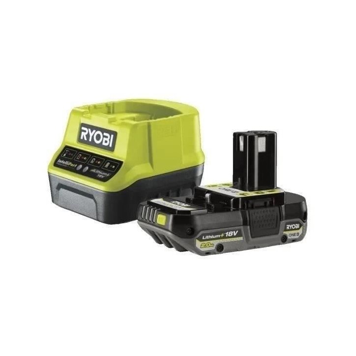 RYOBI - 1 batterie lithium+ 18V ONE+ 2,0 Ah compacte et 1 chargeur rapide 2,0 A - RC18120-120C
