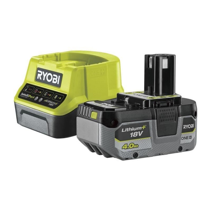 RYOBI - 1 batterie lithium+ 18V ONE+ 4,0 Ah compacte et 1 chargeur rap