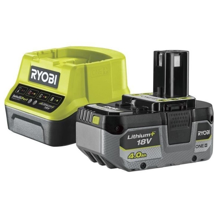 RYOBI - 1 batterie lithium+ 18V ONE+ 4,0 Ah compacte et 1 chargeur rapide 2,0 A - RC18120-140X