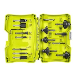 RYOBI - Coffret 15 fraises panachées queue diam. 6 mm + clé pour dé